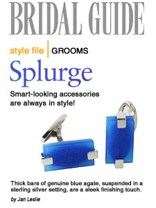 Jan Leslie Blue Agate Cufflinks as seen in Bridal Guide