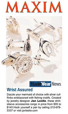 Jan Leslie Fishing motif cufflinks -as seen in Maxim