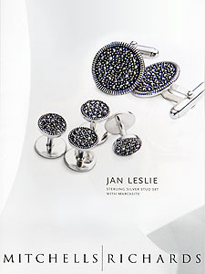 Jan Leslie Marcasite Cufflinks and Stud Set as seen in Mitchells|Richards catalogue