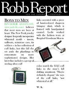 Jan Leslie Sting Ray Cufflinks - as seen in Robb Report